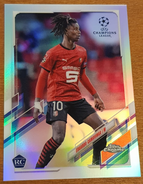 2020-21 Topps Chrome UEFA Champions League Eduardo Camavinga #44 Silver Refractor Rookie Card