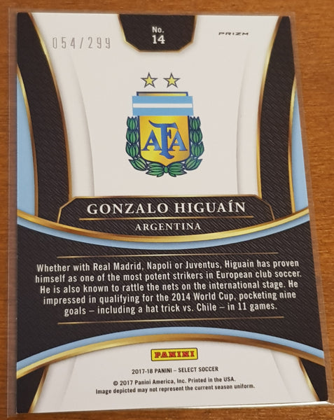 2017-2018 Panini Select Gonzalo Higuain #14 Blue Terrace /299 Trading Card