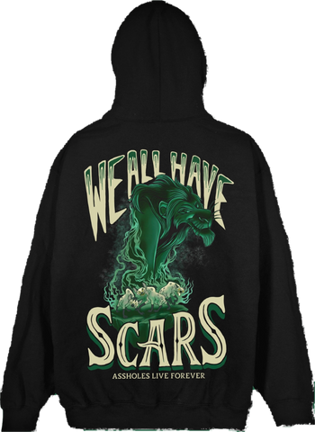 Assholes Live Forever Limited Edition Scar "We all have Scars" Black Hoodie (L)