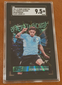 2021-22 Panini Score FIFA Breakthrough Federico Valverde Black Laser #1/1 SGC 9.5 Trading Card