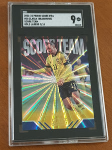 2021-22 Panini Score FIFA Score Team Zlatan Ibrahimovic Gold Laser #/10 SGC 9 Trading Card