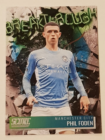 2021-22 Panini Score FIFA Breakthrough Phil Foden #6 Trading Card