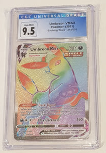 Pokemon Sword and Shield Evolving Skies Umbreon Vmax #214/203 CGC 9.5 Secret Rare Rainbow Holo Trading Card