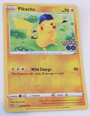 Pokemon Go Pikachu #28/78 Reverse Holo Trading Card