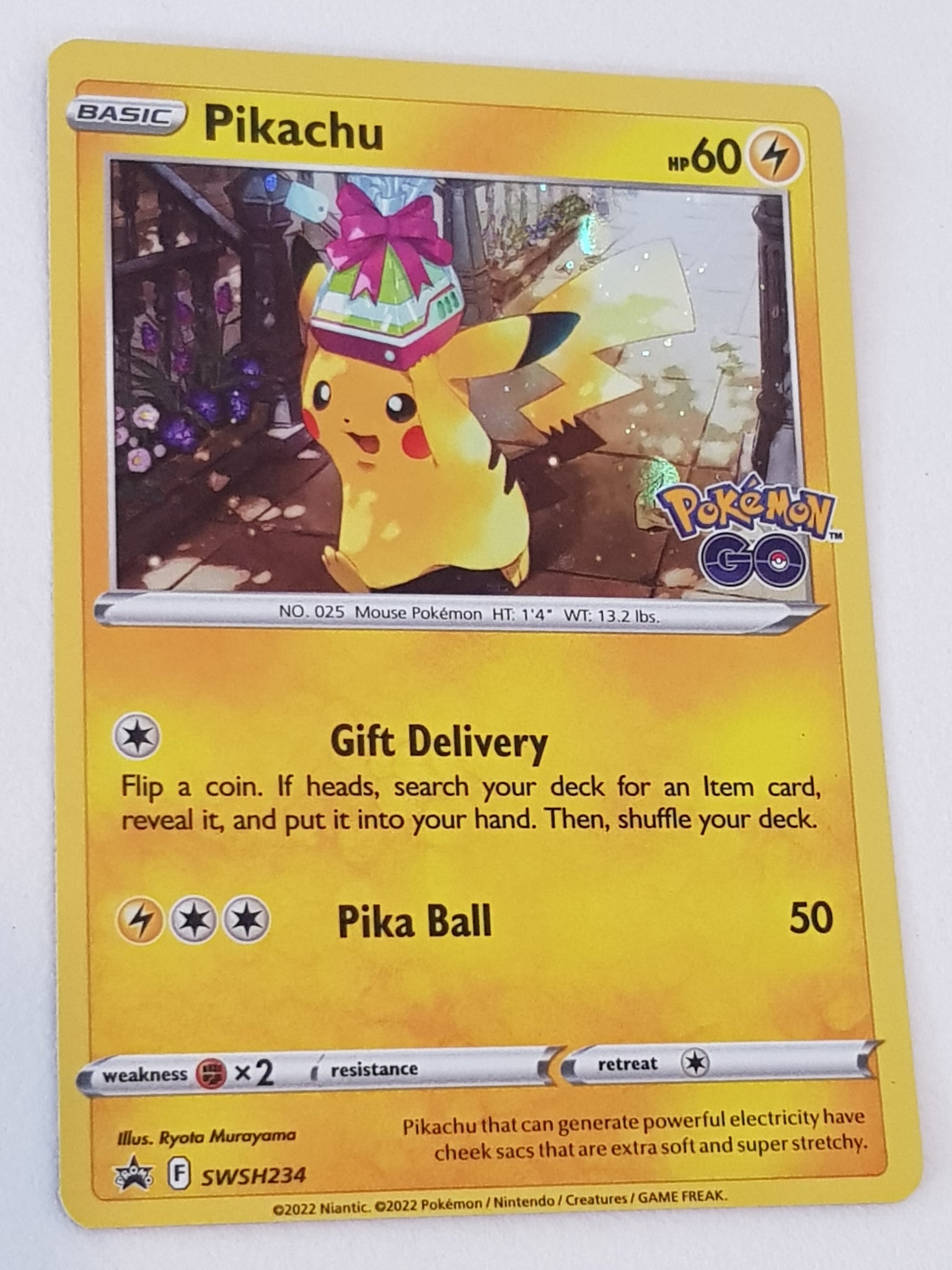 Pokemon Go Sword and Shield Pikachu Black Star Promo #SWSH234 Holo Trading Card Pokemon Go Sword and Shield Pikachu Black Star Promo #SWSH234 Holo Trading Card