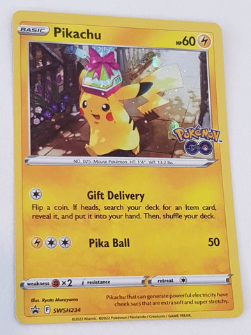 Pokemon Go Sword and Shield Pikachu Black Star Promo #SWSH234 Holo Trading Card