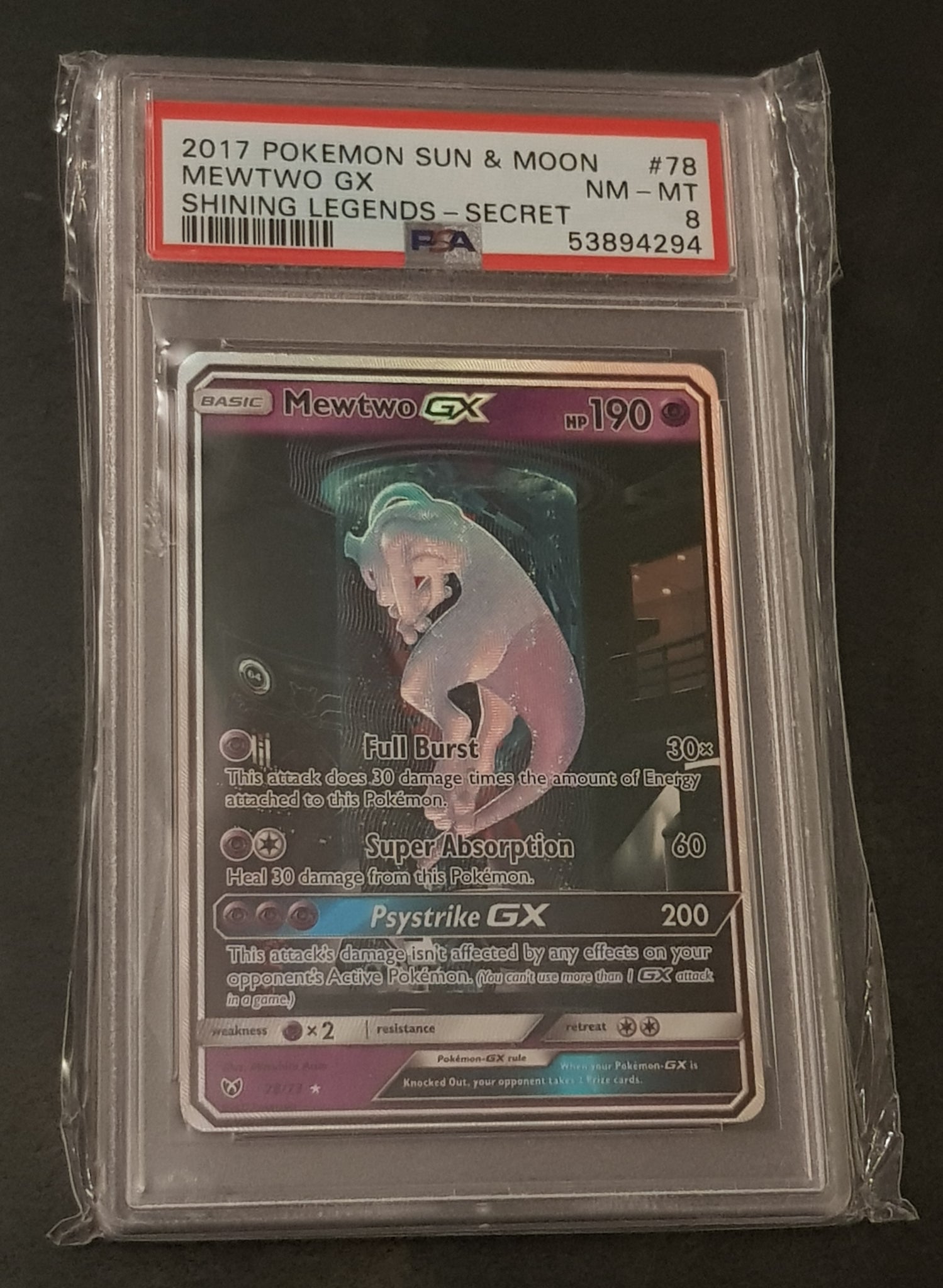 Pokemon Sun and Moon Shining Legends Mewtwo GX #78/73 PSA 8 Secret Rar Rotterdam Comics Pokemon Sun and Moon Shining Legends Mewtwo GX #78/73 PSA 8 Secret Rar Rotterdam Comics