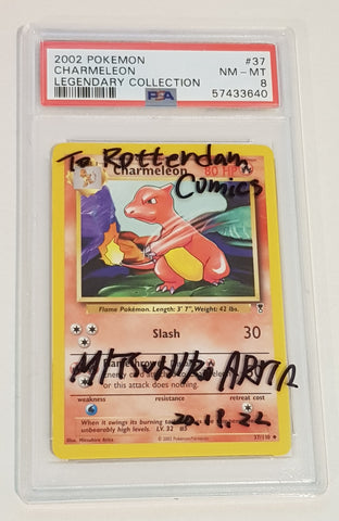 Pokemon Legendary Collection Charmeleon #37/110 PSA 8 Trading Card (Signed by Mitsuhiro Arita)