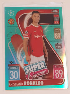 2021-22 Topps Chrome Match Attax UEFA Champions League Cristiano Ronaldo #159 Aqua Refractor /150 Trading Card