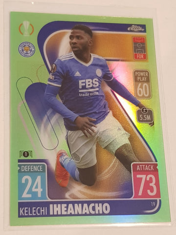 2021-22 Topps Chrome Match Attax UEFA Champions League Kelechi Iheanacho #19 Green Refractor /99 Trading Card