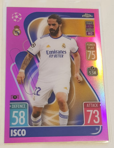 2021-22 Topps Chrome Match Attax UEFA Champions League Isco #84 Pink Refractor /199 Trading Card