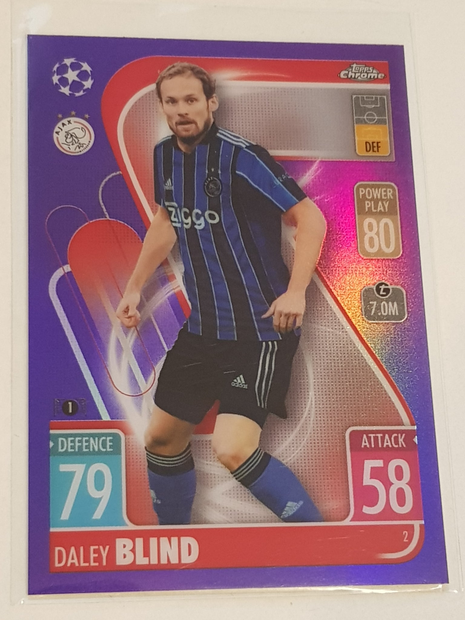 2021-22 Topps Chrome Match Attax UEFA Champions League Daley Blind #2 Purple Refractor /299 Trading Card