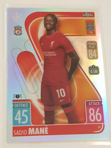 2021-22 Topps Chrome Match Attax UEFA Champions League Sadio Mané #36 Refractor Base Trading Card