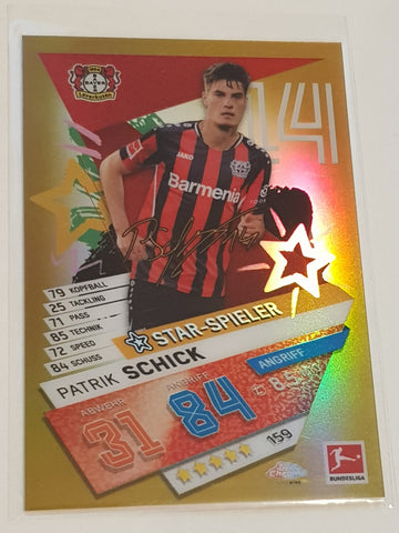 2021-22 Topps Chrome Match Attax Bundesliga Patrik Schick #159 Gold Refractor /50 Trading Card