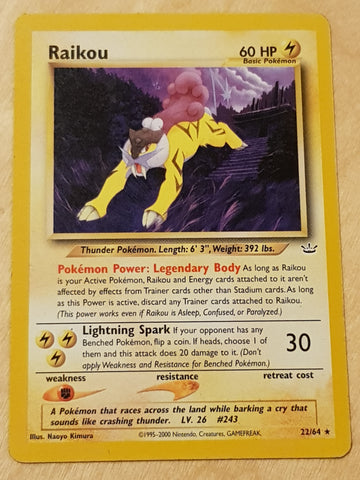 Pokemon Neo Revelation Raikou #22/64 Trading Card