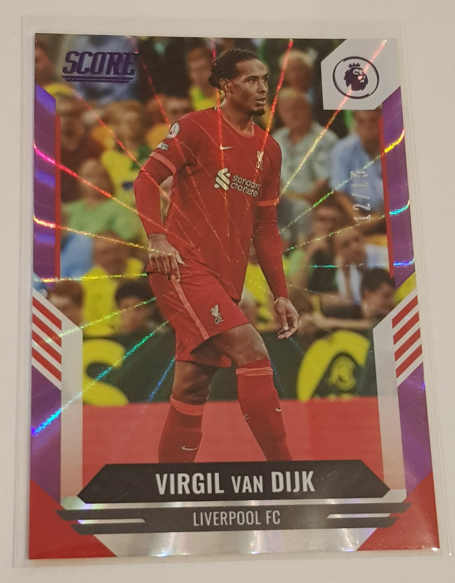 2021-22 Panini Score Premier League Virgil van Dijk #32 Purple Laser Parallel /15 Trading Card