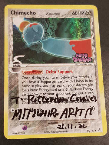 Pokemon Ex Holon Phantoms Chimecho #37/110 Reverse Holo Trading Card (Signed by Mitsuhiro Arita)