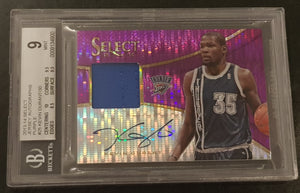 2013-14 Panini Select Jersey Autographs Purple /30 Kevin Durant #25 BGS 9 Autograph Card