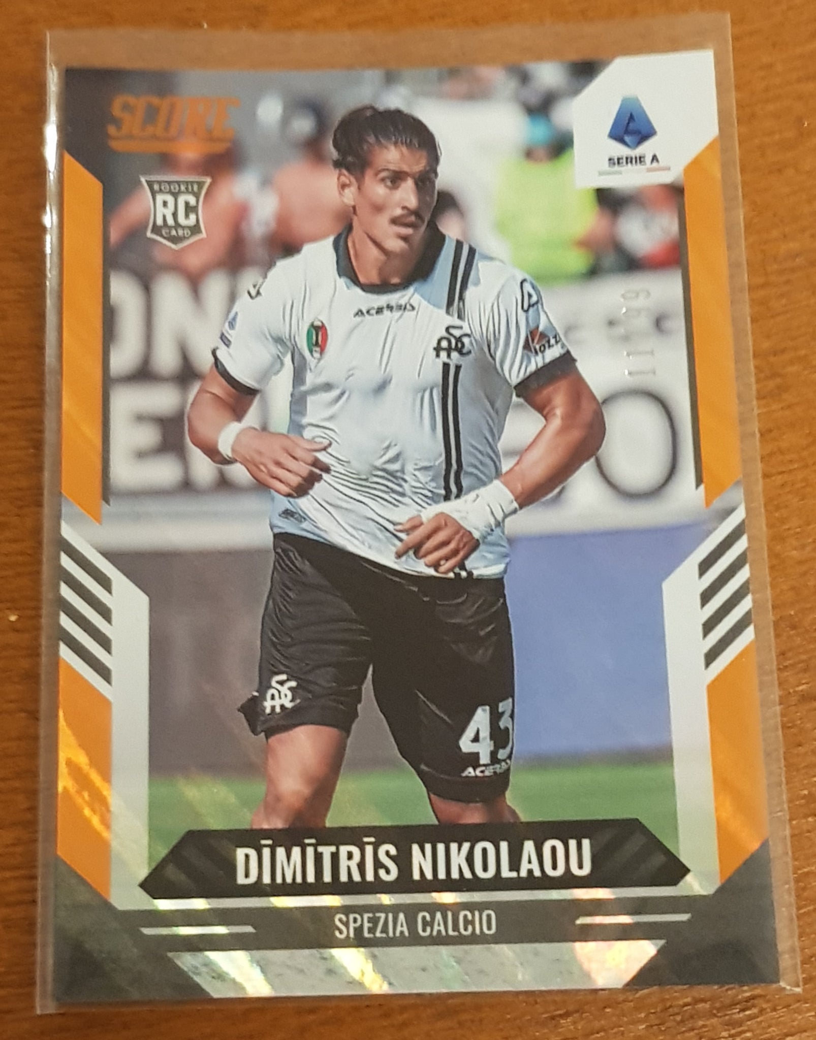 2021-22 Panini Score Serie A Dimitris Nikolaou #74 Orange Laser Parallel /99 Rookie Card