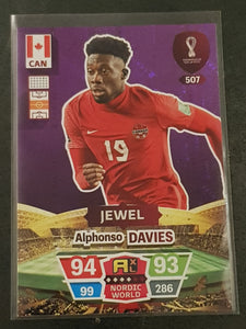 2022 Panini Adrenalyn World Cup Qatar Alphonso Davies #507 Jewel Trading Card