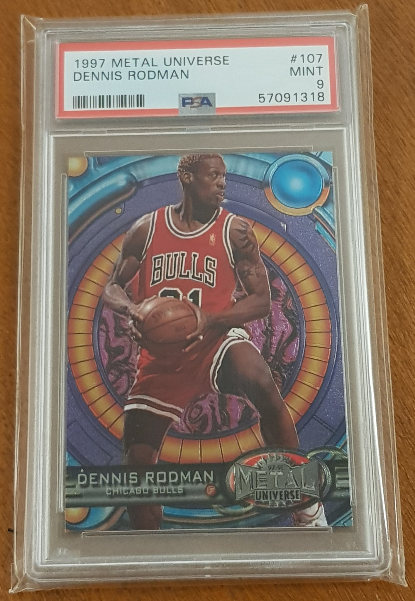 1997-98 Skybox Metal Universe Dennis Rodman #107 PSA 9 Trading Card