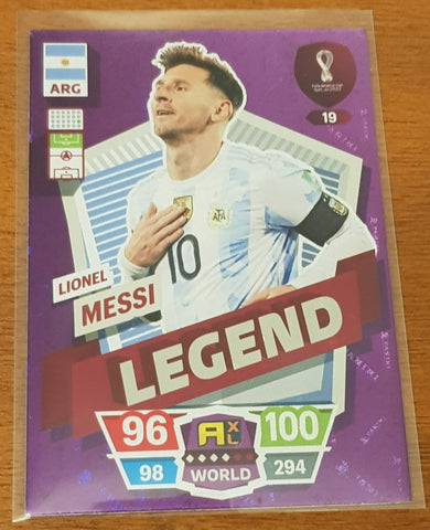 2022 Panini Adrenalyn World Cup Qatar Lionel Messi #19 Legend Trading Card