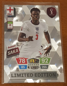 2022 Panini Adrenalyn World Cup Qatar Bukayo Saka Limited Edition Trading Card