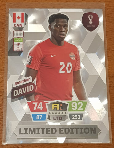 2022 Panini Adrenalyn World Cup Qatar Jonathan David Limited Edition Trading Card