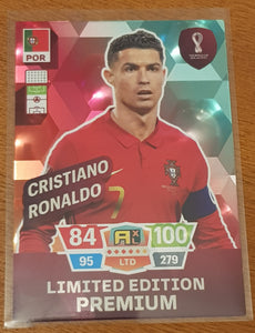 2022 Panini Adrenalyn World Cup Qatar Cristiano Ronaldo Limited Edition Premium Trading Card