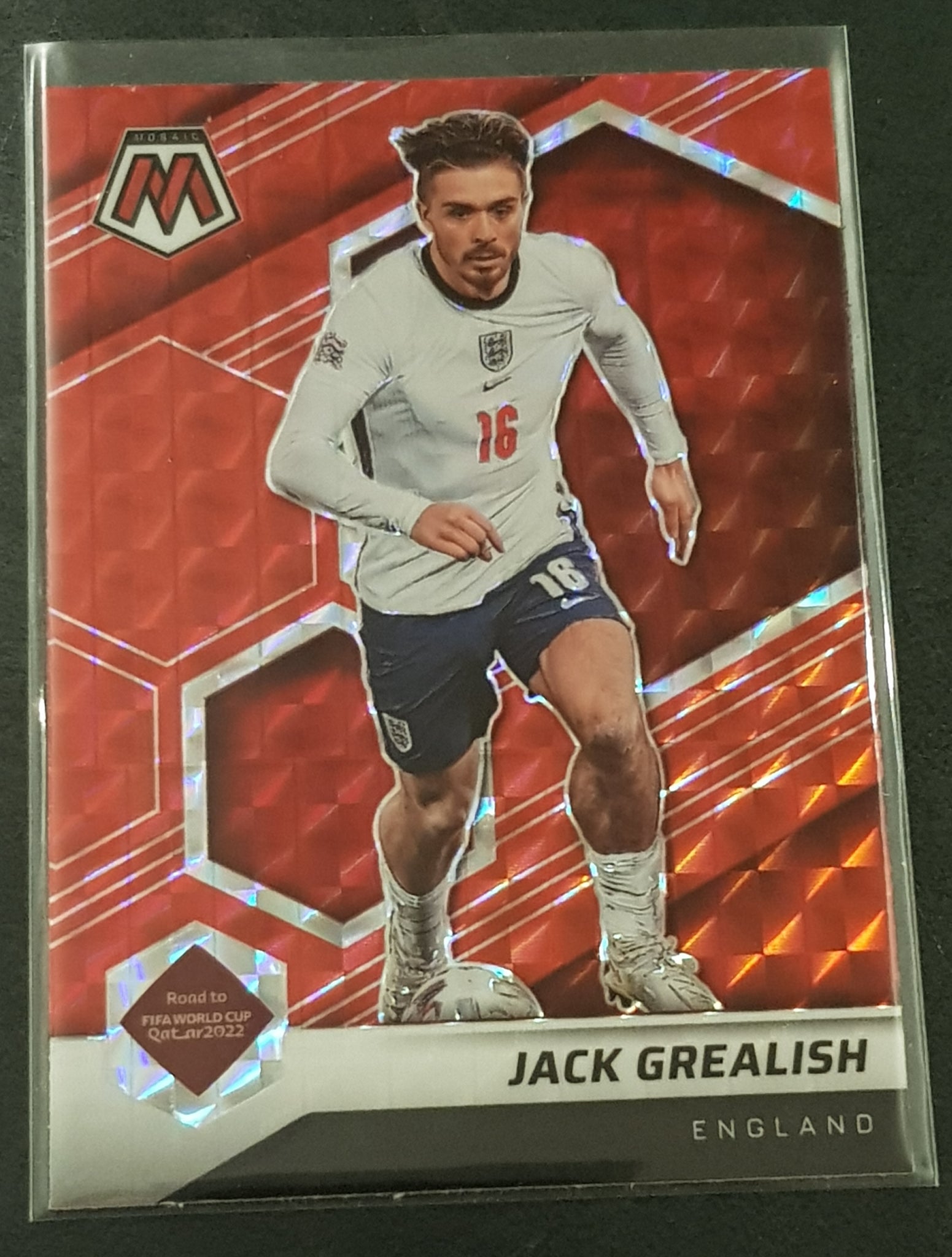 2021-22 Panini Mosaic FIFA Road to World Cup Jack Grealish #33 Mosaic Red Trading Card