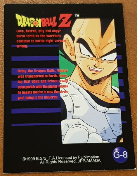 1999 Funimation Dragon Ball Z Vegeta G-8 Prismatic Refractor Trading Card