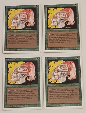 Magic the Gathering Revised 4x Llanowar Elves Trading Card Play Set