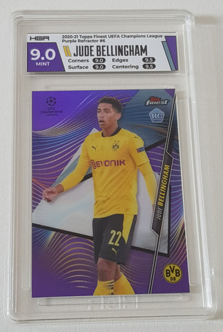 2020-21 Topps Finest UEFA Champions League Jude Bellingham #6 HGA 9 Purple Refractor /250 Rookie Trading Card