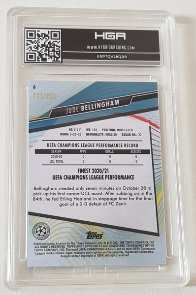 2020-21 Topps Finest UEFA Champions League Jude Bellingham #6 HGA 9 Purple Refractor /250 Rookie Trading Card