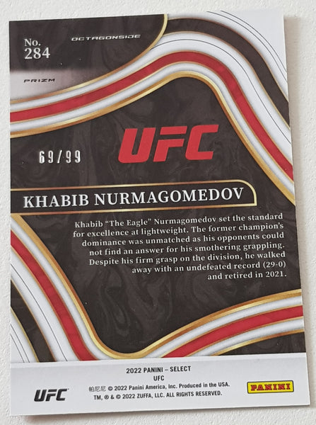 2022 Panini Select UFC Khabib Nurmagomedov #284 Octagonside Red Mojo /99 Trading Card