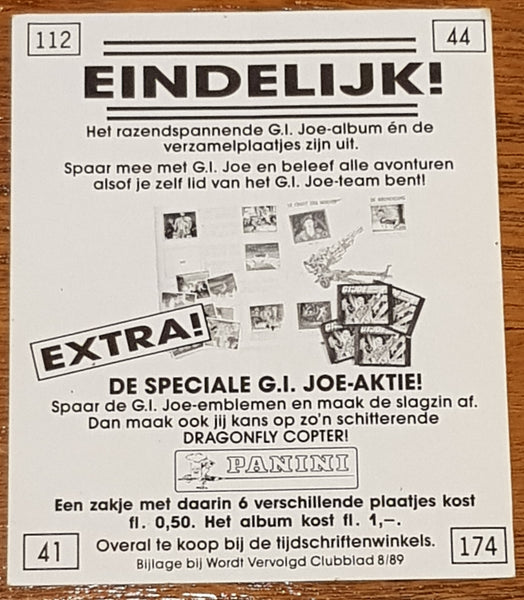 1989 Panini GI Joe Promotional (4) Sticker Sheet