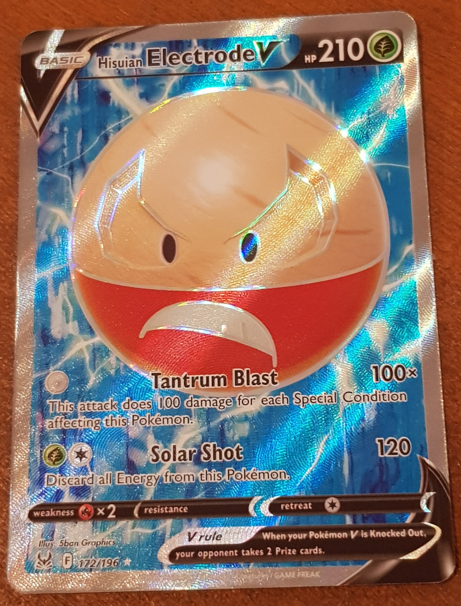 Pokemon Sword and Shield Lost Origin Hisuian Electrode V #172/196 Holo Trading Card Pokemon Sword and Shield Lost Origin Hisuian Electrode V #172/196 Holo Trading Card