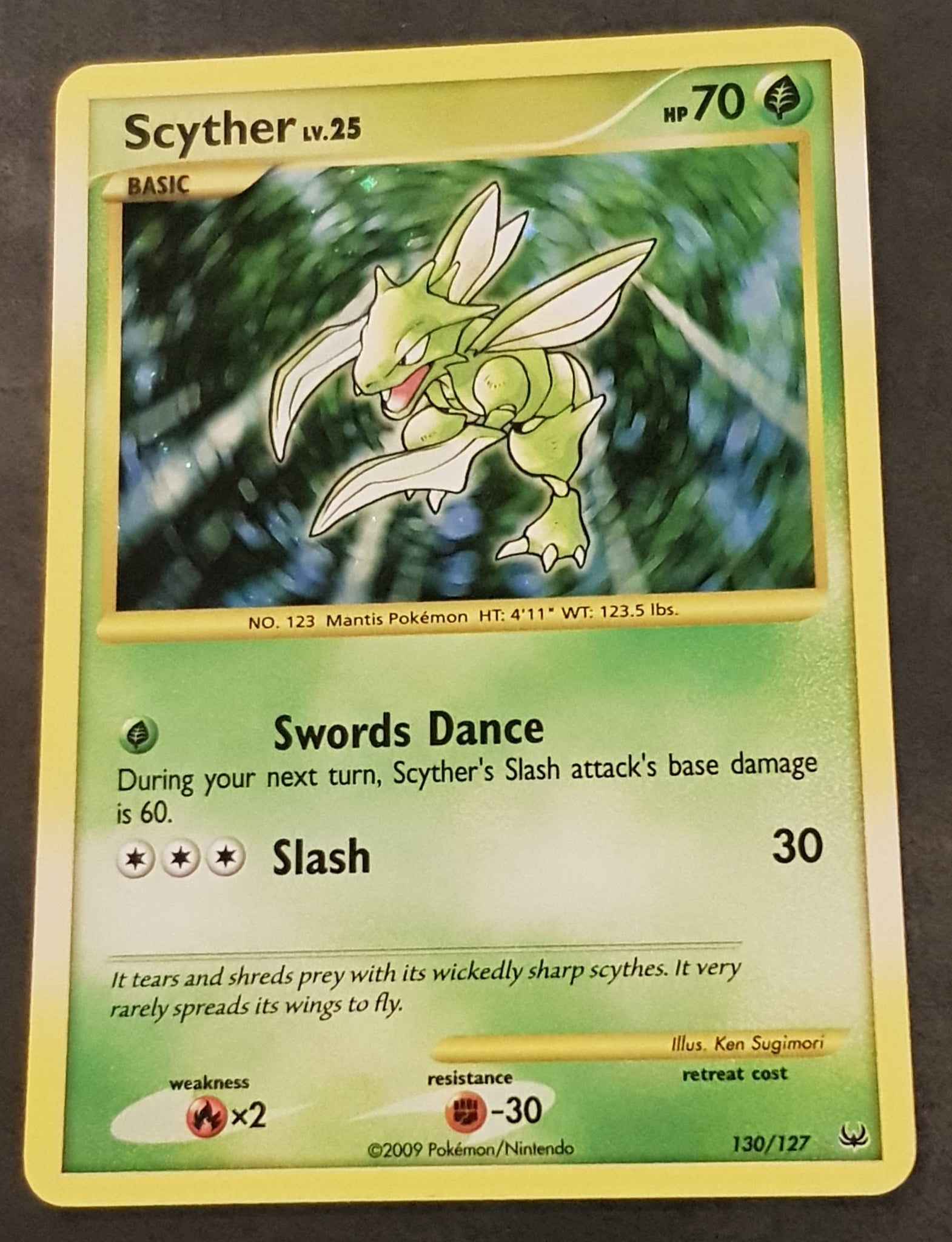Pokemon Platinum Scyther #130/127 Secret Rare Holo Trading Card