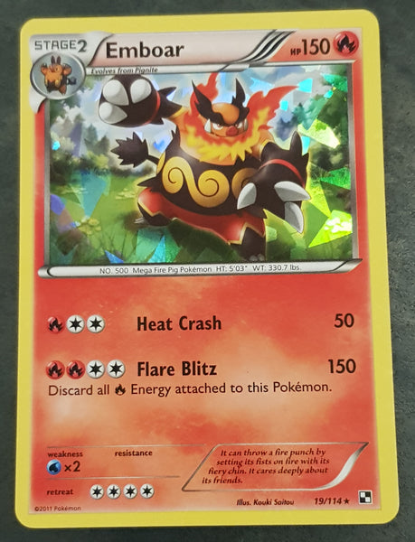 Pokemon Black and White Emboar #19/114 (Cracked Ice) Holo Trading Card