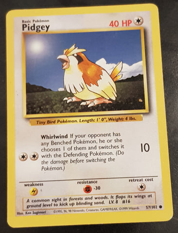 Pokemon Base Pidgey #57/102 Trading Card