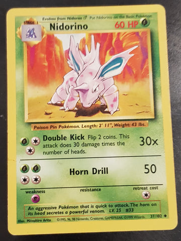 Pokemon Base Nidorino #37/102 Trading Card