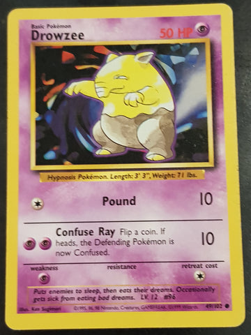 Pokemon Base Drowzee #49/102 Trading Card