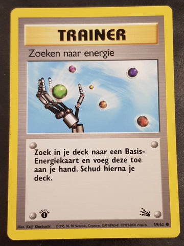Pokemon Dutch Fossil Zoeken naar Energie (1st Edition) #59/62 Trading Card