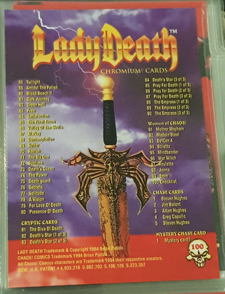 Lady Death Krome Series 1 Set + Lady Death Chromium Series II (200) Trading Card Set w/Exclusive Binder