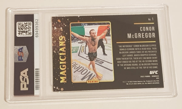 2022 Panini Donruss UFC Conor McGregor Magicians #1 Green Flood PSA 9 Trading Card