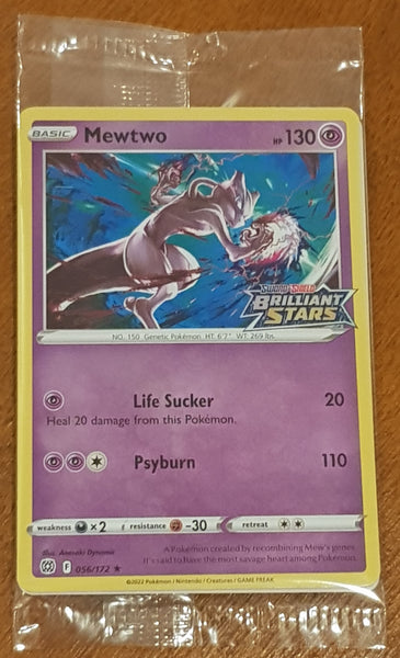 pokemon card 056 172 Sword and Shield Brilliant Stars Mewtwo #56/172 Reverse Holo T – Rotterdam Comics Sleeves:The Crystal's Chosen pokejuly1 Psychic / 130 / Pokémon TCG Trainer Cards