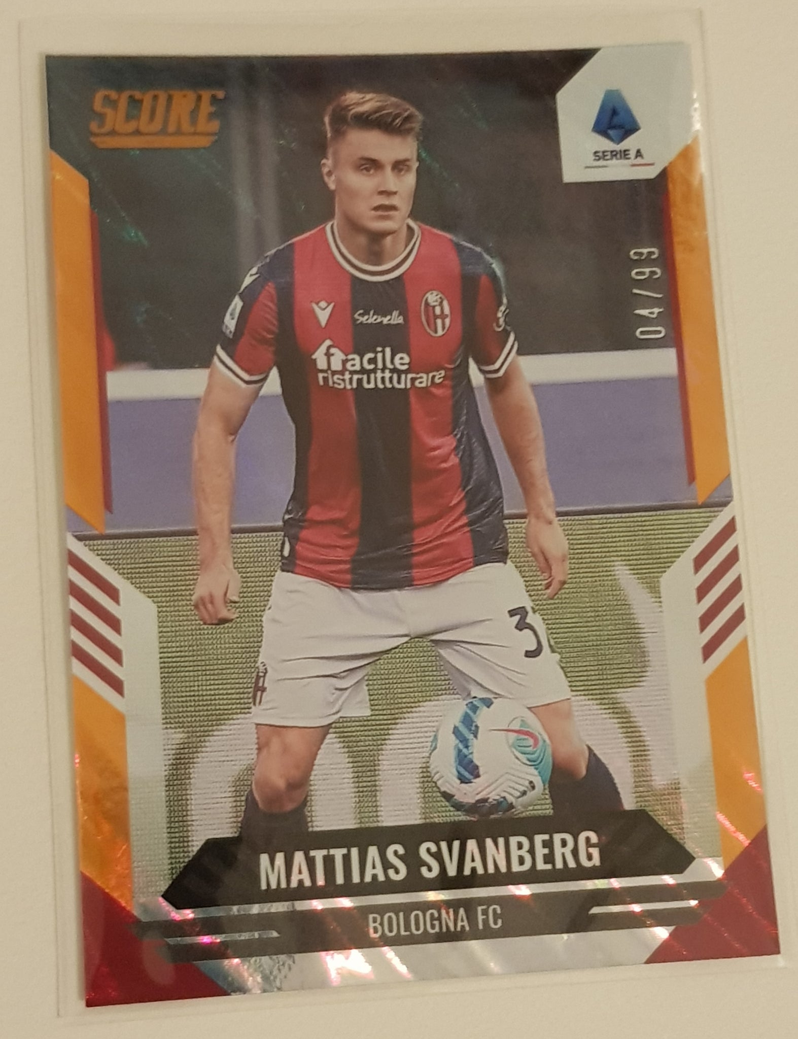 2021-22 Panini Score Serie A Mattias Svanberg #165 Orange Lava Parallel /99 Trading Card