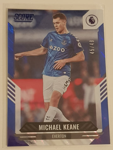 2021-22 Panini Score Premier League Michael Keane #108 Blue Lava Parallel /49 Trading Card