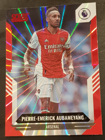 2021-22 Panini Score Premier League Pierre-Emerick Aubameyang #199 Red Laser Parallel Trading Card
