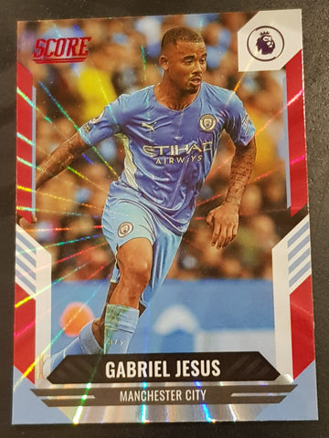 2021-22 Panini Score Premier League Gabriel Jesus #10 Red Laser Parallel Trading Card